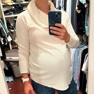 Maternity, cream tunic cowl neck sweater, Size M